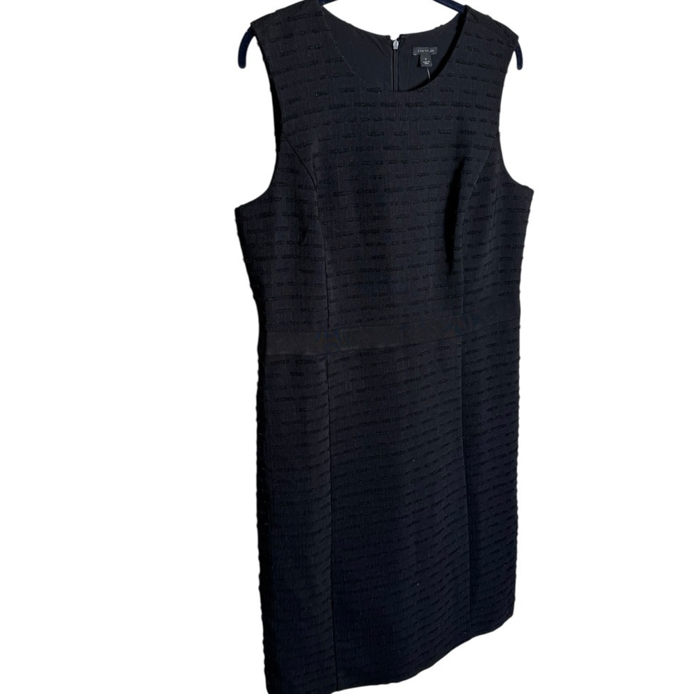 NWT Ann Taylor Sheath Dress Midi Textured Sleeveless Black size 14